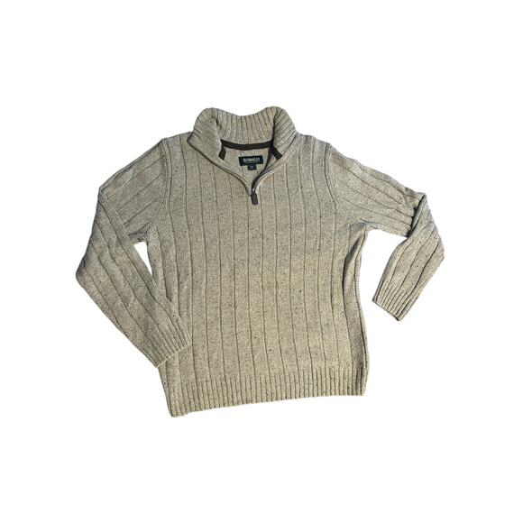 Outdoor Life Sweater Men's Med Beige Knit 1/4 Zip Mock-Neck Long-Sleeve casual - Picture 1 of 6
